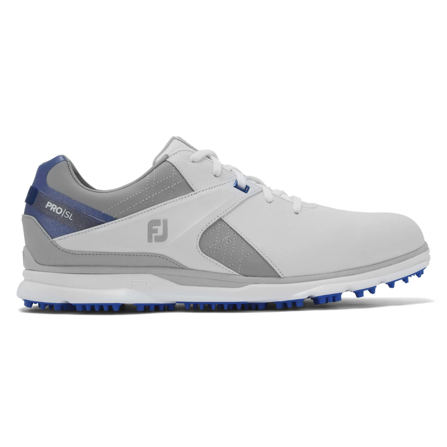 FootJoy Mens Pro SL 2021 Golf Shoe - White/Grey/Blue 3 FootJoy Mens Pro SL 2021 Golf Shoe - White/Grey/Blue