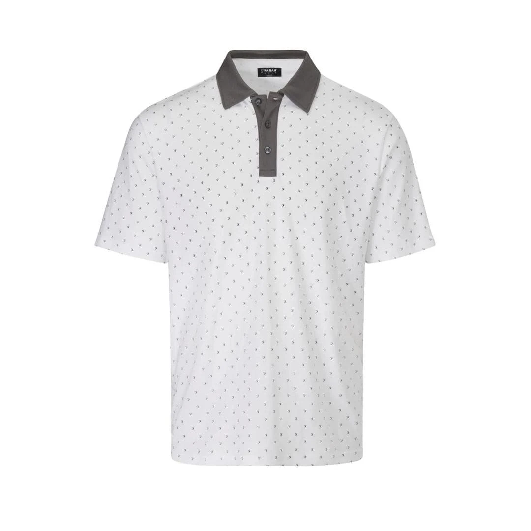 Farah Frankston Polo Shirt (White & Dark Shadow)