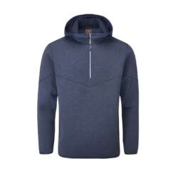 Oscar Jacobson Dayne Zip Neck Hoodie (Navy Marl)