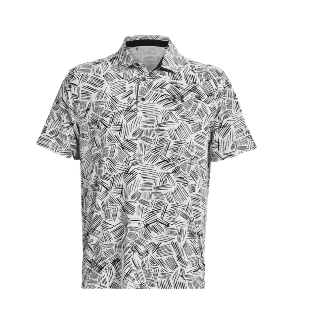 Mens Under Armour Playoff 3.0 Printed Polo (White/Black) 3 Mens Under Armour Playoff 3.0 Printed Polo (White/Black)