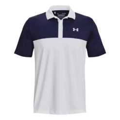 Mens Under Armour Performance 3.0 Colourblock Polo (White/Navy)