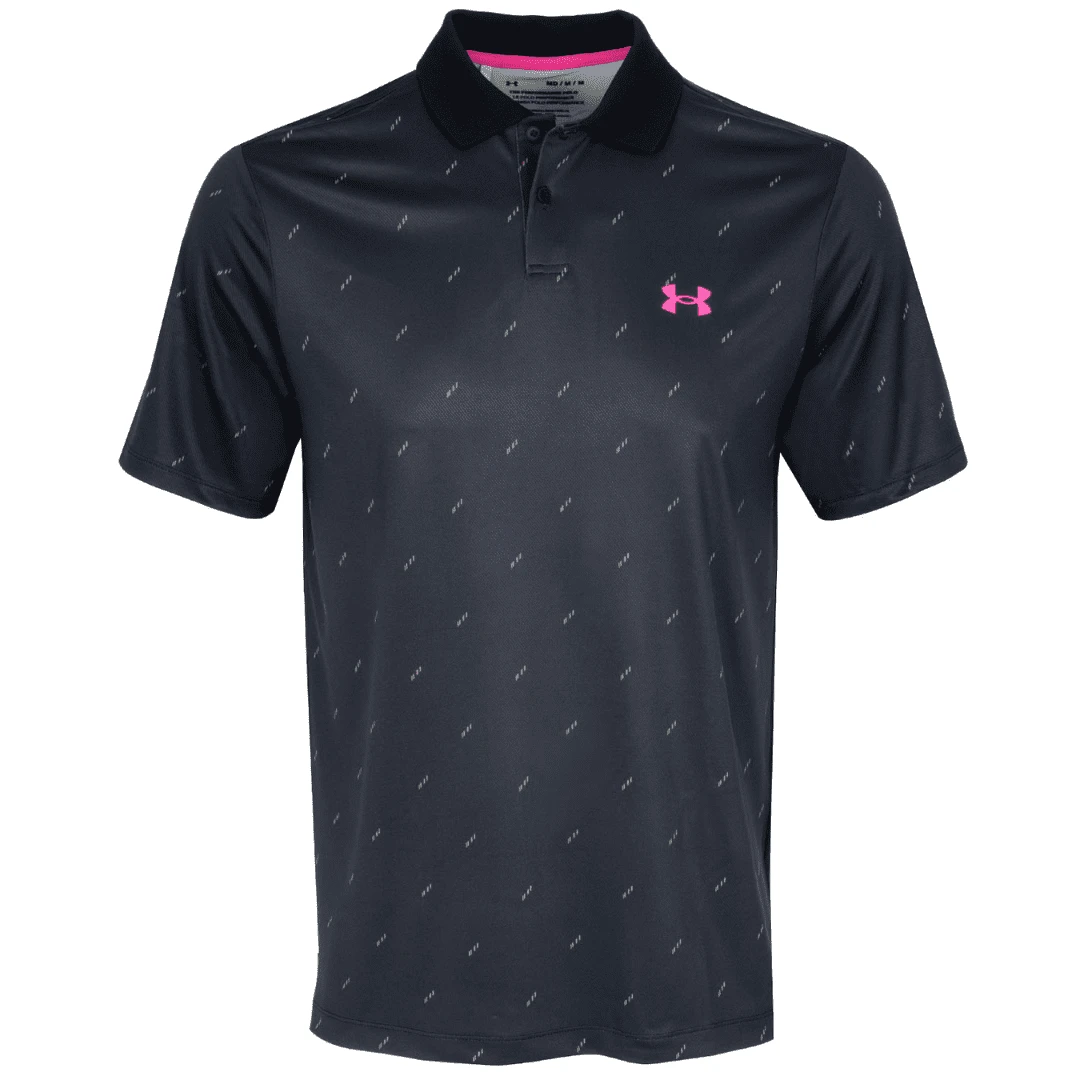 Mens Under Armour Performance 3.0 Deuces Polo (Black/Rebel Pink) 3 Mens Under Armour Performance 3.0 Deuces Polo (Black/Rebel Pink)