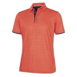 Galvin Green Mark Breathable Short Sleeve Shirt (Orange/Navy)