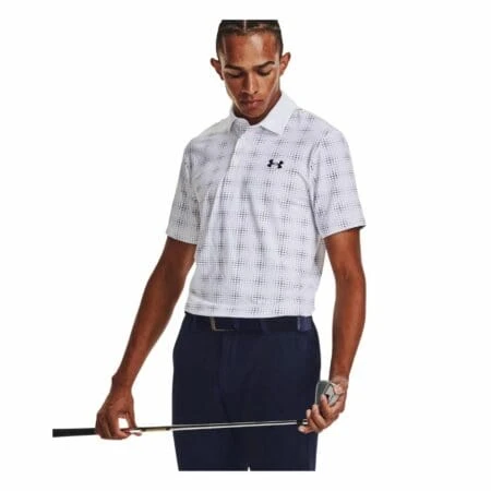 Mens Under Armour Playoff 3.0 Printed Polo (White/Navy) 9 Mens Under Armour Playoff 3.0 Printed Polo (White/Navy) - Image 7