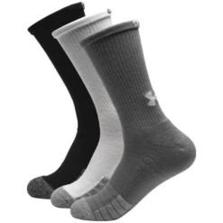 Under Armour HeatGear Crew Sock 3Pk (White, Grey & Black)