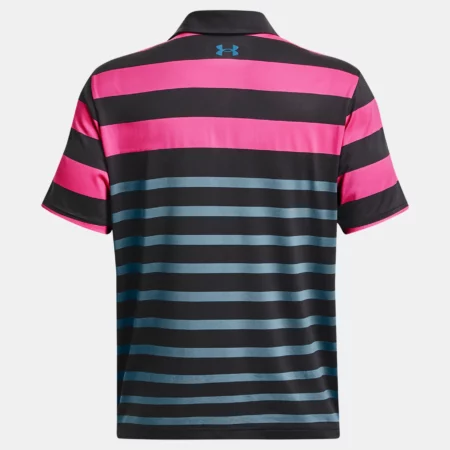 Mens Under Armour Playoff 3.0 Striped Polo (Black / Rebel Pink) 4 Mens Under Armour Playoff 3.0 Striped Polo (Black / Rebel Pink) - Image 2
