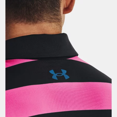 Mens Under Armour Playoff 3.0 Striped Polo (Black / Rebel Pink) 5 Mens Under Armour Playoff 3.0 Striped Polo (Black / Rebel Pink) - Image 3