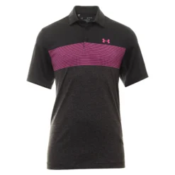 Mens Under Armour Playoff 3.0 Striped Polo (Black / Jet Grey)